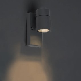 Buiten wandlamp met schemerschakelaar / dag-nacht sensor met bewegingsmelder antraciet IP44 met schemersensor - Solo Modern GU10 IP44 Buitenverlichting cilinder / rond