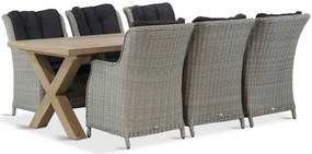 Tuinset 6 personen 240 cm Wicker Grijs Garden Collections Buckingham/Oregon