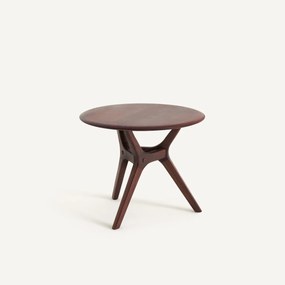 Ronde salontafel in massief notenhout, diameter 50 cm, MARICIELO