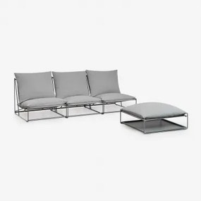 3-delige Modulaire Tuinbank En Omvormbare Poef Amaro Grijs - Sklum