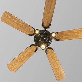 Plafondventilator zwart 110cm 3-lichts met trekschakelaar - Mistral