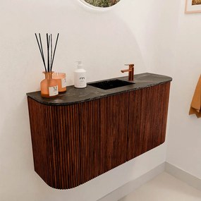 Mondiaz Joya DLux 85cm toiletmeubel ronding links/rechts ruby met wastafel faye midden 1 kraangat lava
