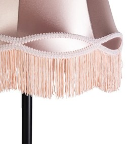 Retro vloerlamp zwart met Granny kap roze 45 cm - Simplo Landelijk / Rustiek E27 cilinder / rond rond Binnenverlichting Lamp