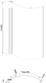 Eastbrook C-Shape badwand 75x150cm met 6mm veiligheidsglas chroom