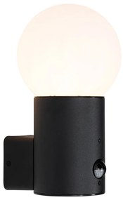 Buiten wandlamp zwart met opaal glas met bewegingssensor - Huma