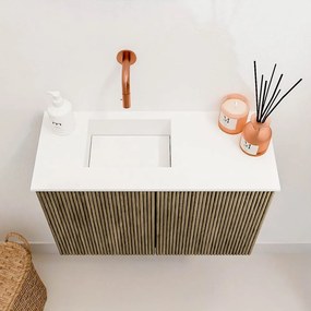 Mondiaz Joya 60cm toiletmeubel dusk met wastafel faye links zonder kraangat talc