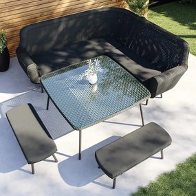 The Outsider Hoek Lounge Diningset - Jonah - Wicker - Donkergrijs - The Outsider