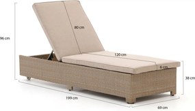 Verstelbaar ligbed Forza  | Wicker (vlechtwerk) | Taupe - Naturel - Bruin | Ligbed met wiel | Ligstoel tuin | Strandbed  | Kees Smit Tuinmeubelen