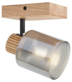 Moderne spot hout met smoke glas draai- en kantelbaar - Gracy