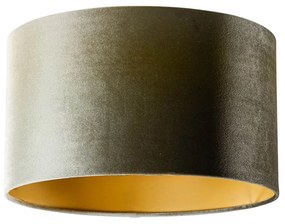 Velours lampenkap groen met gouden binnenkant 35/35/20 Klassiek / Antiek rond