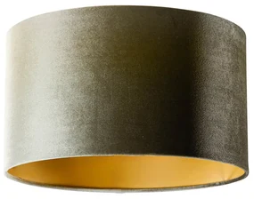 Velours lampenkap groen met gouden binnenkant 35/35/20 Klassiek / Antiek rond