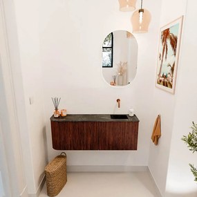 Mondiaz Joya DLux 110cm toiletmeubel ronding links ruby met wastafel faye rechts zonder kraangat lava