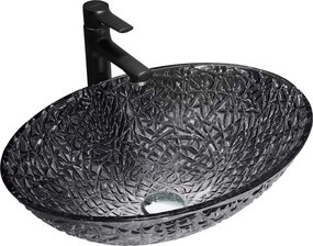 Mexen Goa glazen bovenblad wastafel 50 x 36 cm, zwart - 24085070