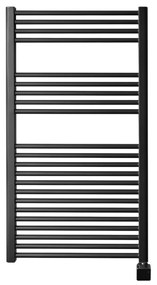 Sanicare elektrische design radiator 60x112cm zwart met Bluetooth en thermostaat rechts chroom