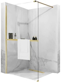 Rea Aero Gold Brush douchewand N 110 Walk In met plank en Evo hanger