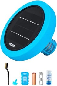 VEVOR Solar Zwembadionisator tot 132489 L, Drijvende Automatische Waterzuiveraar en Filter, Chloorvrij Water, Ronde Koperen Zwembadionisator met Koperen Anodes, Veer, Borstel & Filter voor Spa's