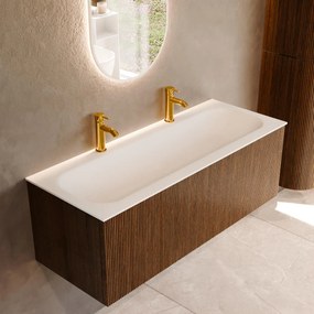 Mondiaz Kurve 120cm badmeubel dusk met 1 lade en wastafel big large midden 2 kraangaten