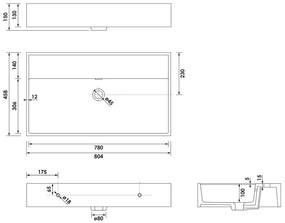 Brauer Gravity enkele wastafel mineraalmarmer 80cm zonder kraangat wit glans