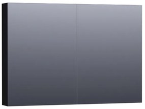 Saniclass Plain Spiegelkast - 100x70x15cm - 2 links/rechtsdraaiende spiegeldeuren - MDF - mat zwart SK-PL100MZ