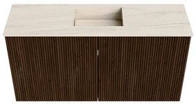 Mondiaz Joya DLux 80cm toiletmeubel walnut met wastafel faye midden zonder kraangat meli
