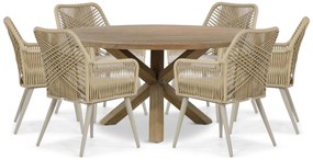 Tuinset Ronde Tuintafel 6 personen 160 cm Aluminium/wicker Taupe  Coco Vedra/Sand