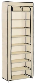 vidaXL Schoenenkast met hoes 57x29x162 cm stof crème
