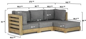 Chaise Loungeset Teak Old teak greywash 3 personen Santika Furniture Santika