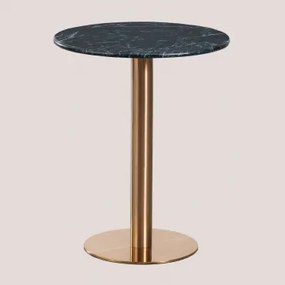 Ronde Bartafel Van Natuurlijk Steen Xiren Big Flower Groen Marmer - Geborsteld Roségoud & Ø60 Cm - Sklum