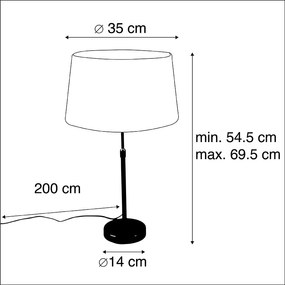 Tafellamp zwart met linnen kap taupe 35 cm verstelbaar - Parte Landelijk / Rustiek E27 cilinder / rond rond Binnenverlichting Lamp