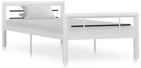 vidaXL Bedframe metaal wit en zwart 100x200 cm
