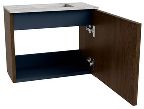 Mondiaz Joya DLux 50cm toiletmeubel walnut met wastafel faye rechts 1 kraangat glace