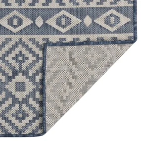 vidaXL Buitenkleed met patroon platgeweven 120x170 cm blauw
