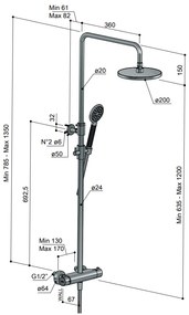 Hotbath Cobber SDS9AB thermostatische opbouw doucheset met ronde handdouche en 30cm hoofddouche verouderd messing