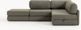 Bouclé slaapbank Ladina (3-zits) met opbergruimte