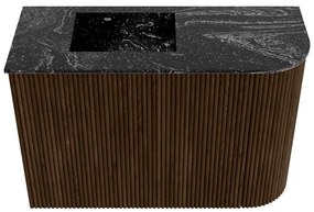 Mondiaz Joya DLux 60cm toiletmeubel ronding rechts walnut met wastafel faye links 1 kraangat lava