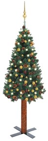 vidaXL Kerstboom met LED's en kerstballen smal 150 cm groen
