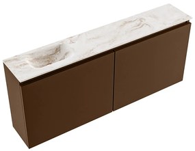 Mondiaz Ture DLux toiletmeubel 120cm rust met wastafel frappe links met kraangat