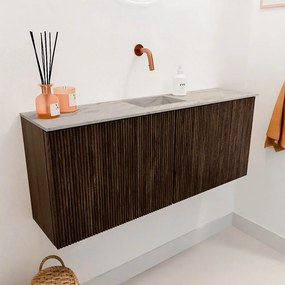 Mondiaz Joya DLux 100cm toiletmeubel walnut met wastafel faye midden zonder kraangat glace
