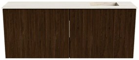 Mondiaz Joya DLux 100cm toiletmeubel walnut met wastafel faye rechts 1 kraangat meli
