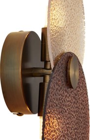 Art Deco wandlamp donker brons met amber glas 2-lichts - Text