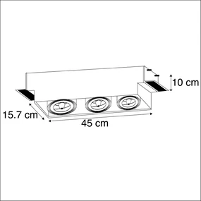 Grote Inbouwspot zwart AR111 trimless 3-lichts - Oneon Design, Industriele / Industrie / Industrial, Landelijk, Modern QR111 / AR111 / G53 Binnenverlichting Lamp