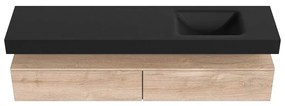Zaro Alan badmeubel 190cm washed oak 2 lades met vrijhangende wastafel cloud rechts zonder kraangat urban