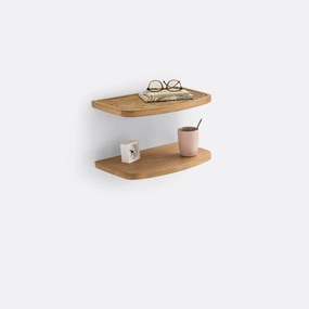 Set van 2 wandplanken eik en rotan, Buisseau