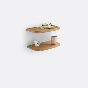 Set van 2 wandplanken eik en rotan, Buisseau