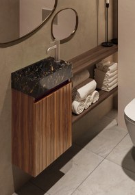 Fontana Athens Portoro Gold toiletmeubel met ribbelfront 40cm walnoot