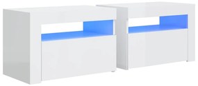 vidaXL Nachtkastjes 2 st met LED's 60x35x40 cm hoogglans wit