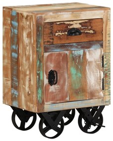 vidaXL Nachtkastje met wieltjes 40x30x57 cm massief gerecycled hout