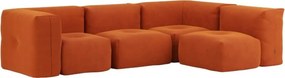 Soft Zitzak Indoor 4 Seater Hoekbank - Orange Jaquard