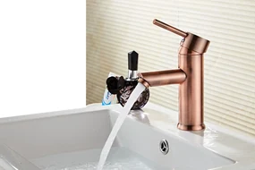 Saniclear Copper wastafelkraan met eenhendel bediening geborsteld koper