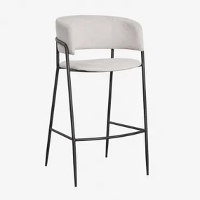 Set Van 4 Hoge Gestoffeerde Krukken Nalon Zwart & ↑75 Cm & Stof Gebroken Wit - Sklum